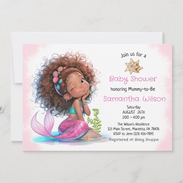 Under the Sea Girl Little Mermaid Baby Shower Invitation (Front)