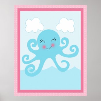 Under The Sea/girl/octopus/pink Art Poster by Personalizedbydiane at Zazzle