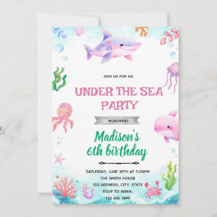 Under the sea girl party invitation