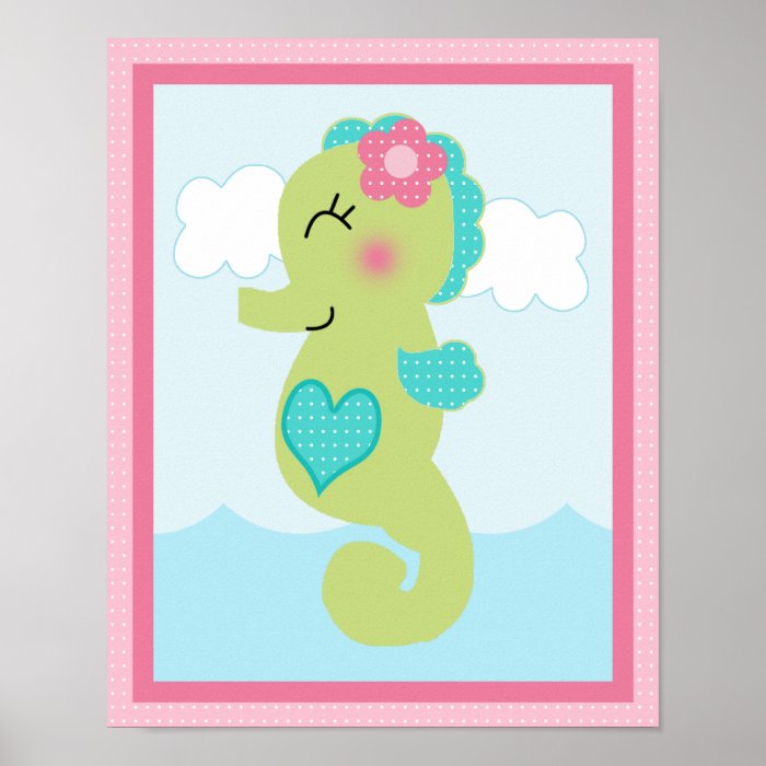 Under the Sea/Girl/Seahorse/Pink Art Poster