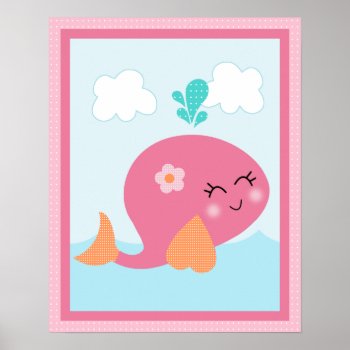 Under The Sea/ Girl /sealife/pink Whale Art Poster by Personalizedbydiane at Zazzle