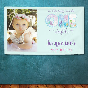 Under The Sea Girls 1st Birthday Party Banner
