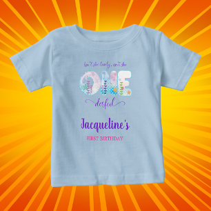 Under The Sea Girls 1st Birthday Party Blue Baby T-Shirt