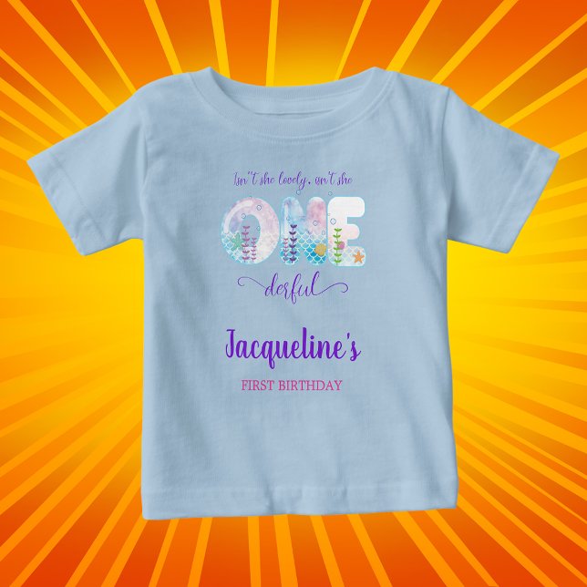 Under The Sea Girls 1st Birthday Party Blue Baby T-Shirt (Under the sea girls 1st birthday T-shirt
)