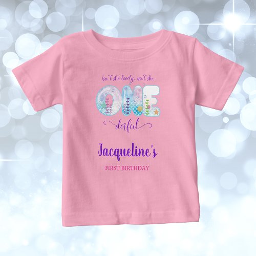 Under The Sea Girls 1st Birthday Party Pink Baby T_Shirt
