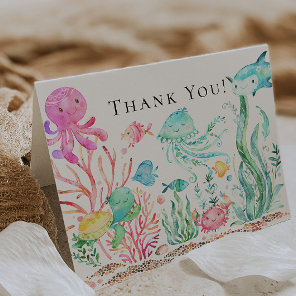 Under the Sea Girls Baby Shower Thank You Note Card