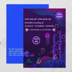 Under the Sea Glow Birthday Party Invitation