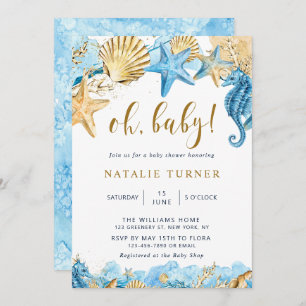 Under the Sea Gold Oh Baby Shower Invitation