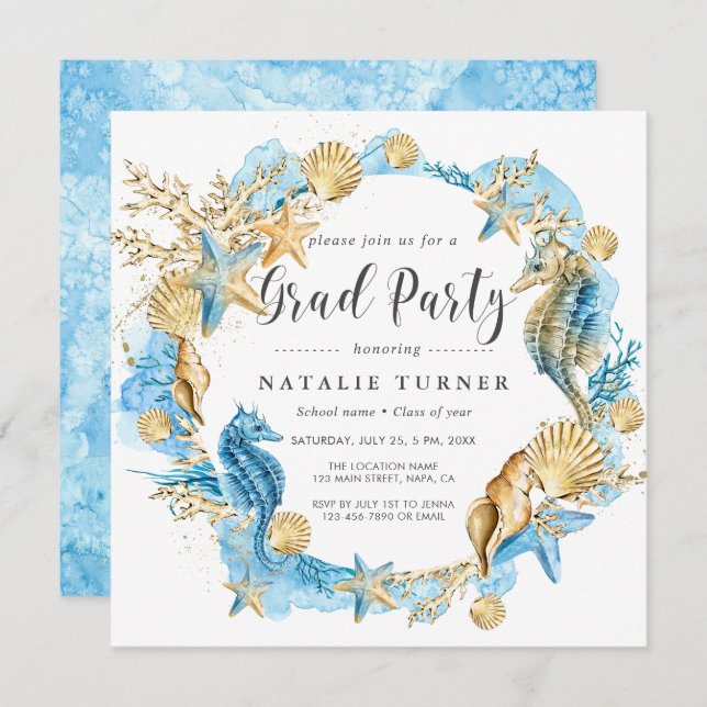 Under the Sea Graduation Party Invitation (Front/Back)