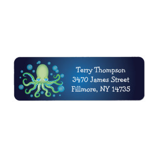 Under the Sea Green Octopus Address Labels