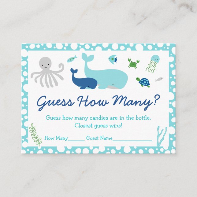 Under The Sea Guess How Many Game Enclosure Card (Front)