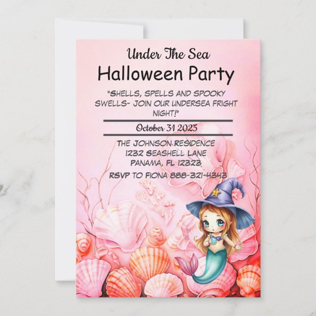 Under The Sea Halloween Party Invitation (Front)