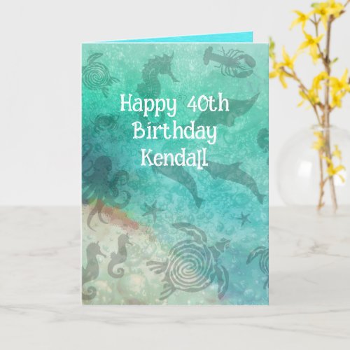 Under the Sea Happy Birthday Message folded Card