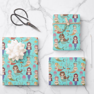 Under the Sea Happy Mermaid Doing What Mermaids Do Wrapping Paper Sheets