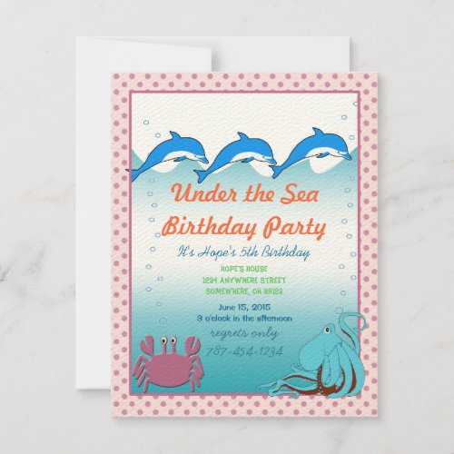 Under the Sea Invitation  Birthday Party