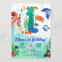 Under The Sea Invitation for 1st Birthday