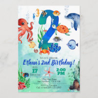 Under The Sea Invitation for 2nd Birthday