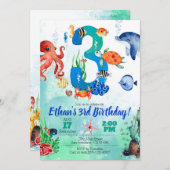 Under The Sea Invitation for 3rd Birthday (Front/Back)