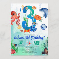 Under The Sea Invitation for 3rd Birthday