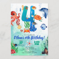 Under The Sea Invitation for 4th Birthday