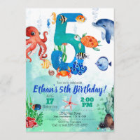 Under The Sea Invitation for 5th Birthday