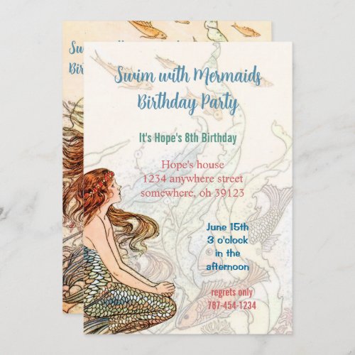 Under the Sea Invitation Mermaid Birthday Party