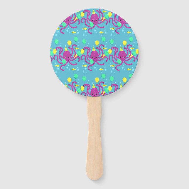 Under the sea Invitation, Octopus Birthday Hand Fan (Front)