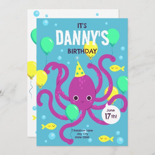 Under the sea Invitation Octopus Birthday Invitation