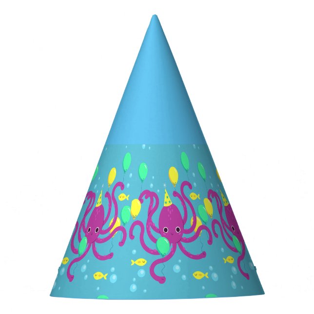 Under the sea Invitation, Octopus Birthday Party Hat (Front)