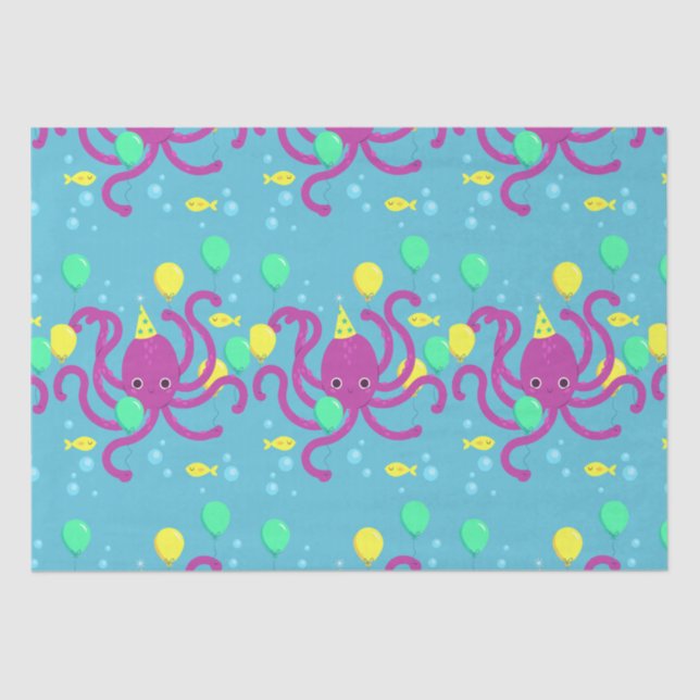Under the sea Invitation, Octopus Birthday Tissue Paper (Front)