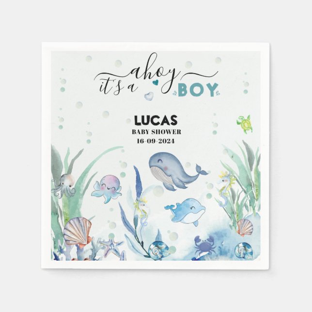 under the sea its a boy baby shower  napkins (Front)