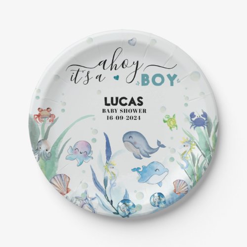 under the sea its a boy baby shower  paper plates