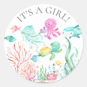 Under the Sea It's a Girl Favor Sticker