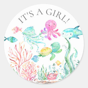 Under the Sea It's a Girl Favor Sticker