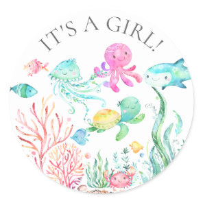 Under the Sea It's a Girl Favor Sticker
