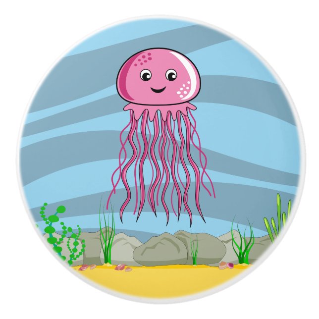 Under the Sea Jelly Fish Ceramic Knob (Front)