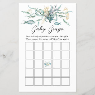 Under the Sea Jellyfish Baby Bingo Card Game Board Flyer