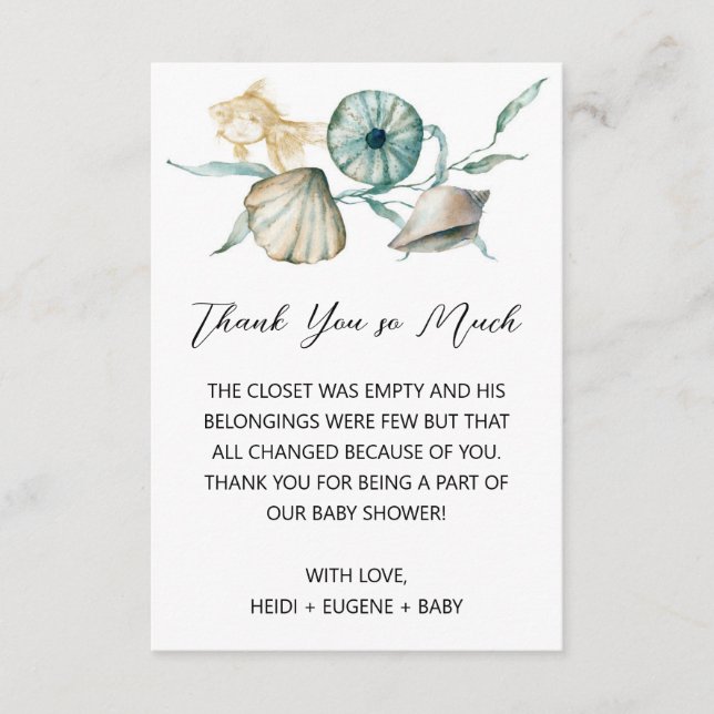 Under the Sea Jellyfish Baby Shower Thank You Card (Front)
