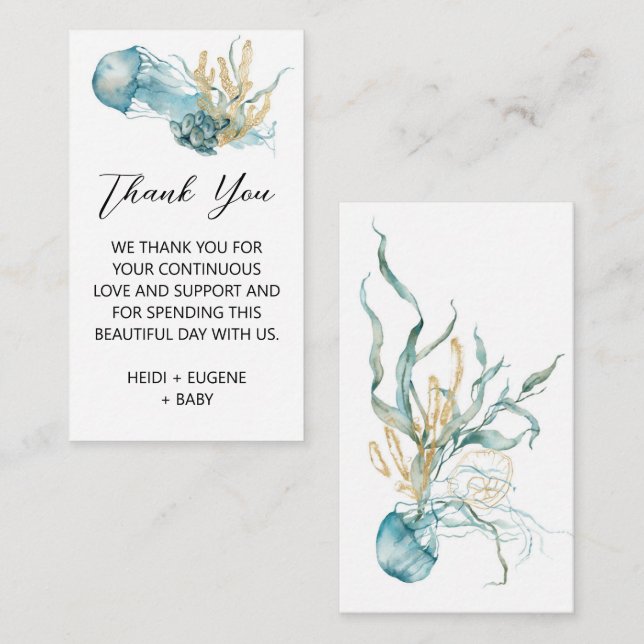 Under the Sea Jellyfish Baby Shower Thank You Card (Front/Back)