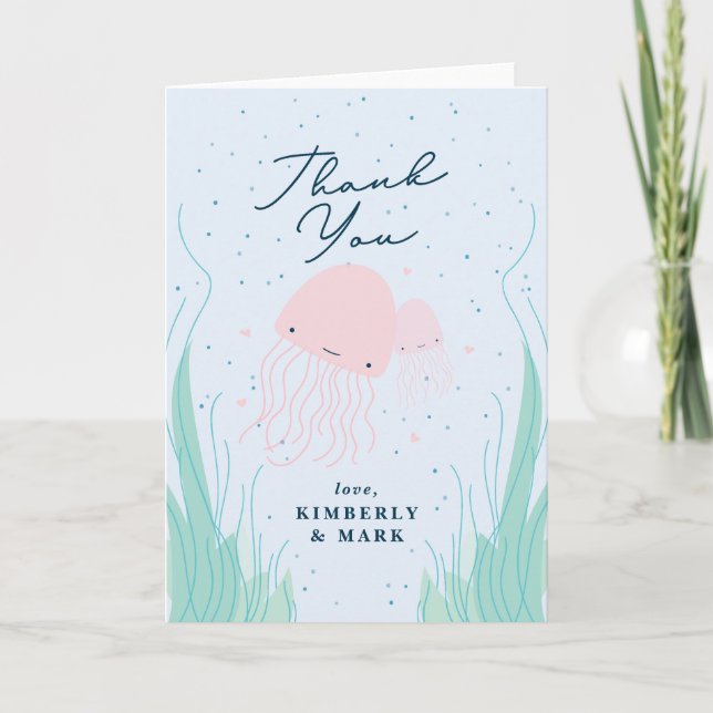 Under the Sea Jellyfish Baby Shower Thank You Card (Front)