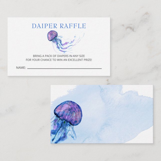 Under the Sea Jellyfish Diaper Raffle Enclosure Card (Front/Back)