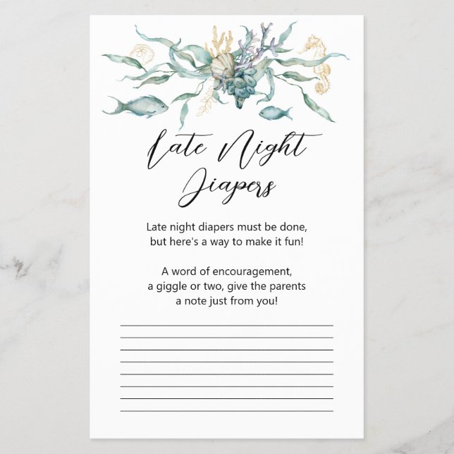 Under the Sea Jellyfish Late Night Diapers Card Flyer (Front)