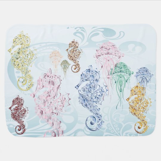 Under The Sea Jellyfish & Seahorses Baby Blanket