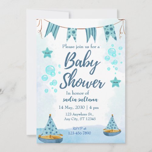 Under the Sea Joy Personalized Baby Boy Shower  Invitation
