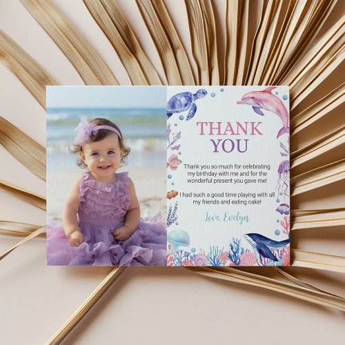 Under The Sea Kid Birthday Photo Thank You Card