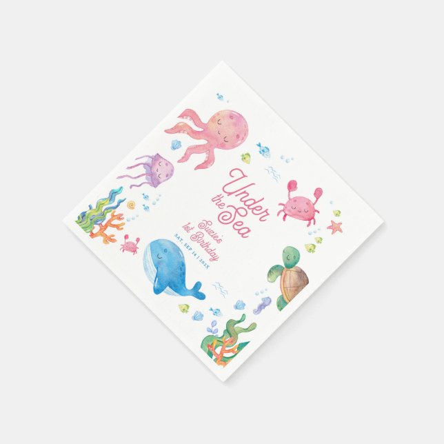 Under the Sea Kids 1st Birthday Napkins (Corner)