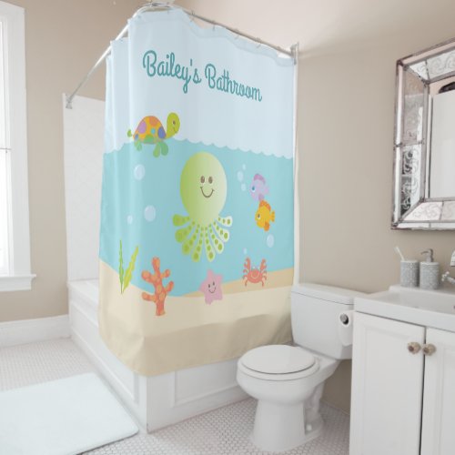 Under the Sea Kids Bathroom Shower Curtain