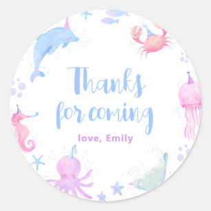 Under The Sea Kids Birthday Classic Round Sticker