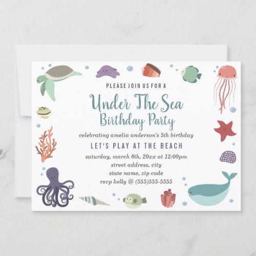 Under The Sea Kids Birthday Invitation