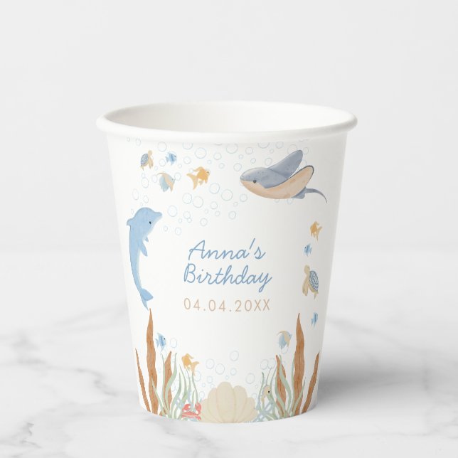 Under the Sea Kids Birthday Party Paper Cups (Front)